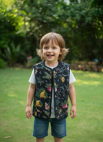 Kids Quilted Vest Reversible  : Ubud Black