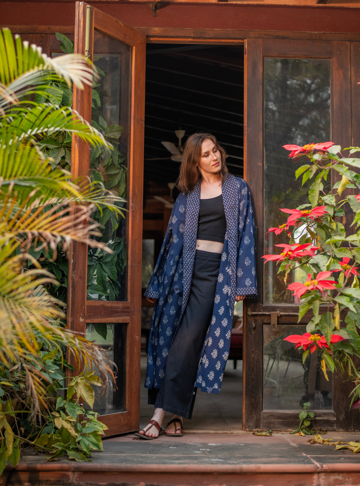 Long Kimono : Kasauli Buti Blue Voile