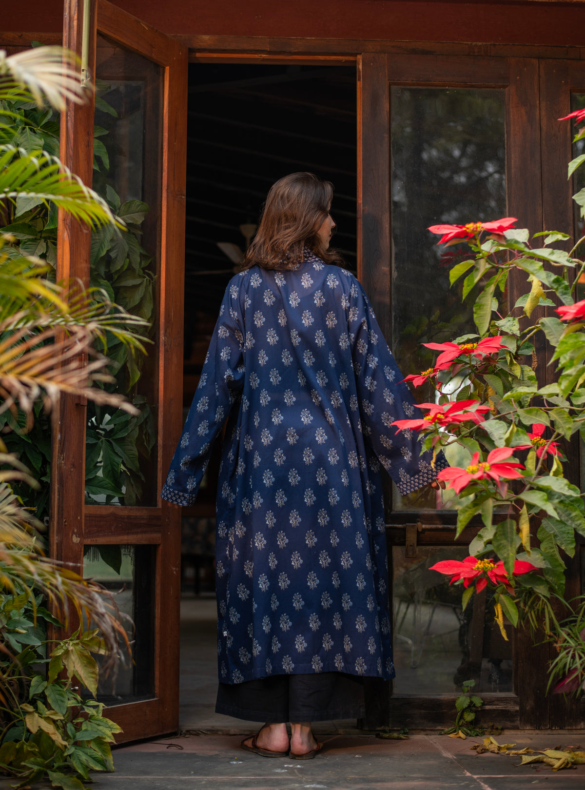 Long Kimono : Kasauli Buti Blue Voile