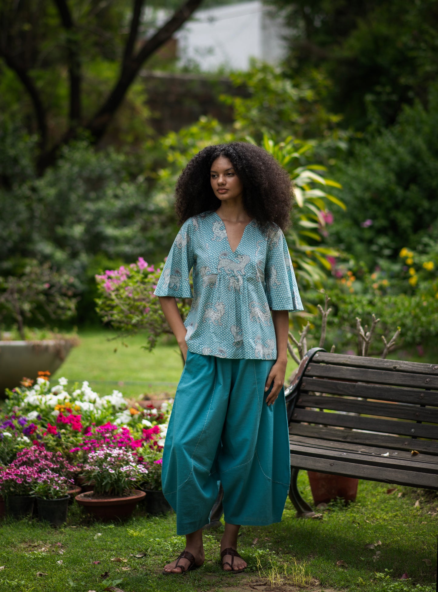 Kite Top : Tiger Turquoise Voile