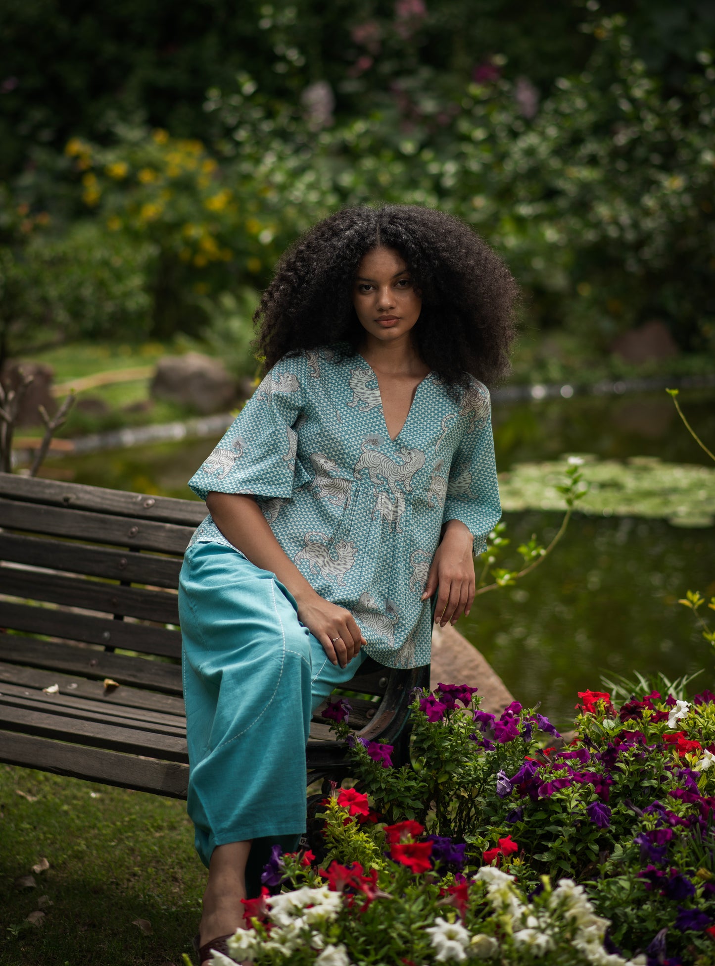Kite Top : Tiger Turquoise Voile