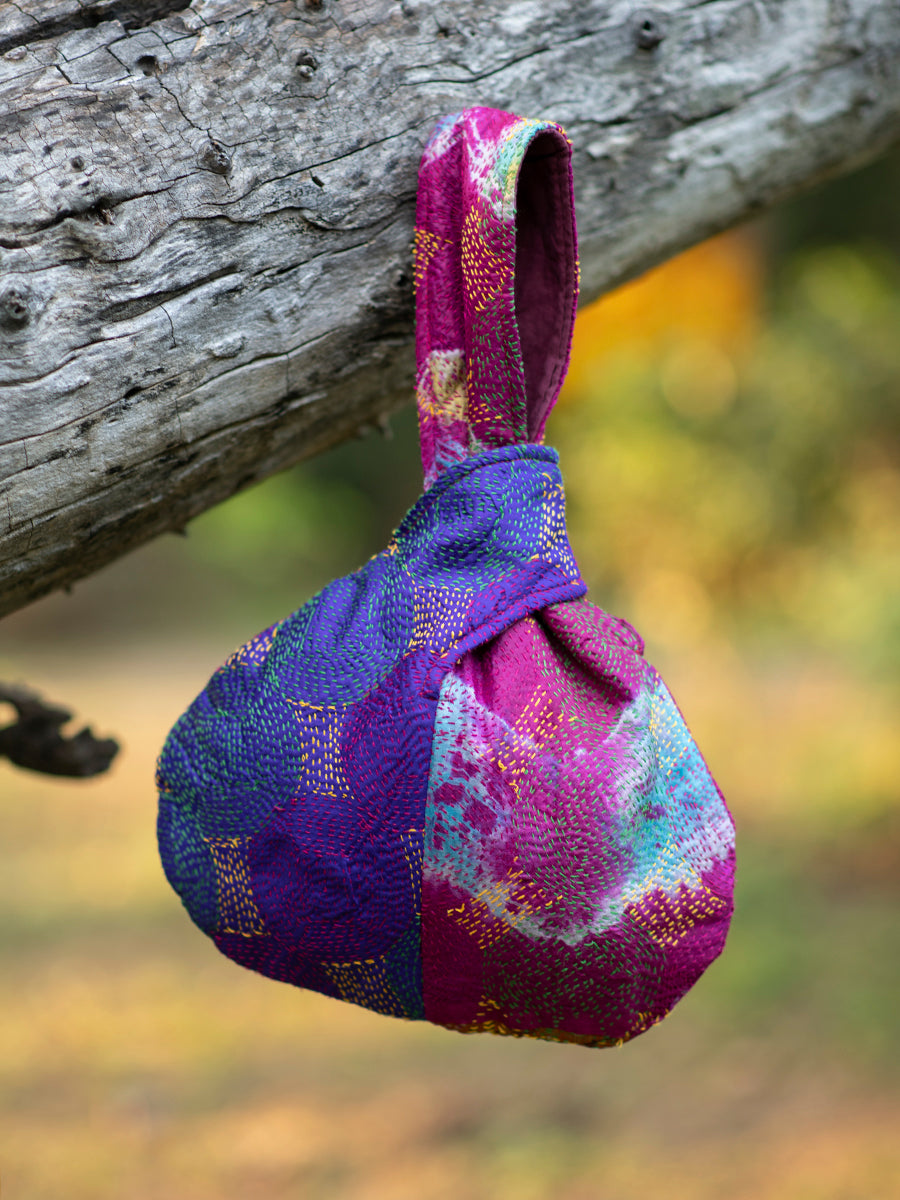 Vintage Handstitched Knot Bag Silk