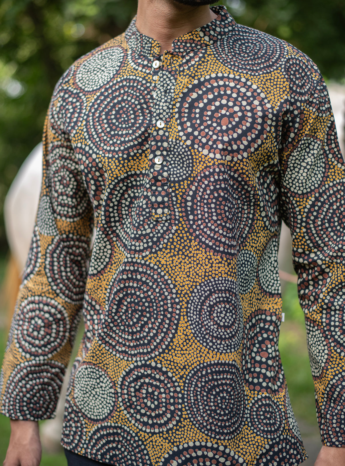 Mens Kurti : Bernie Dots Black