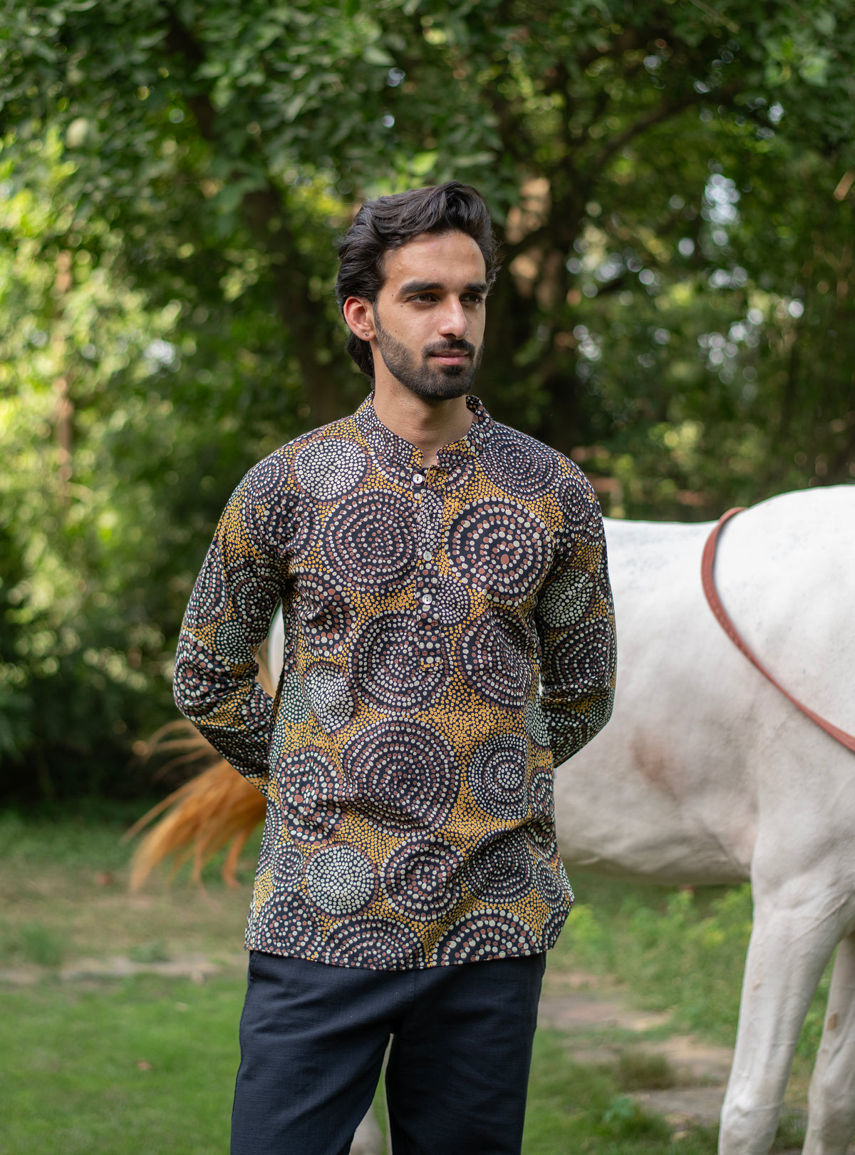 Mens Kurti : Bernie Dots Black
