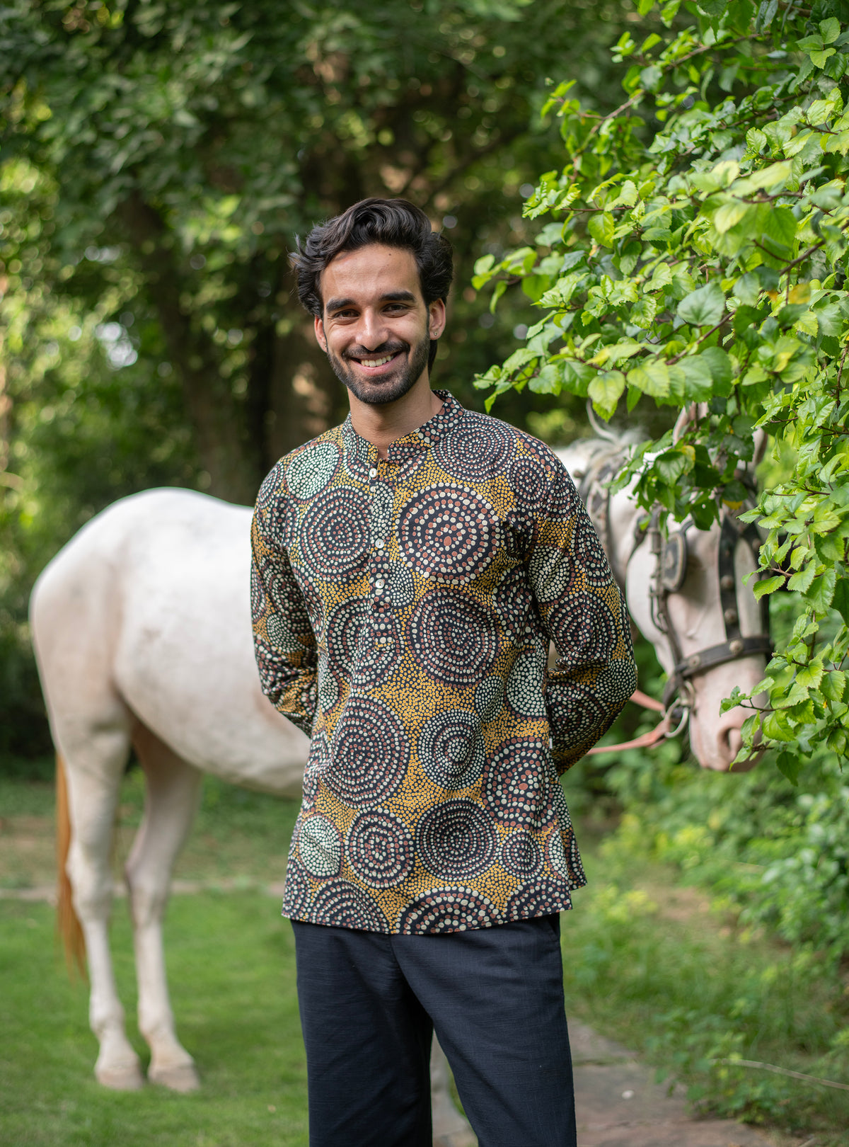 Mens Kurti : Bernie Dots Black
