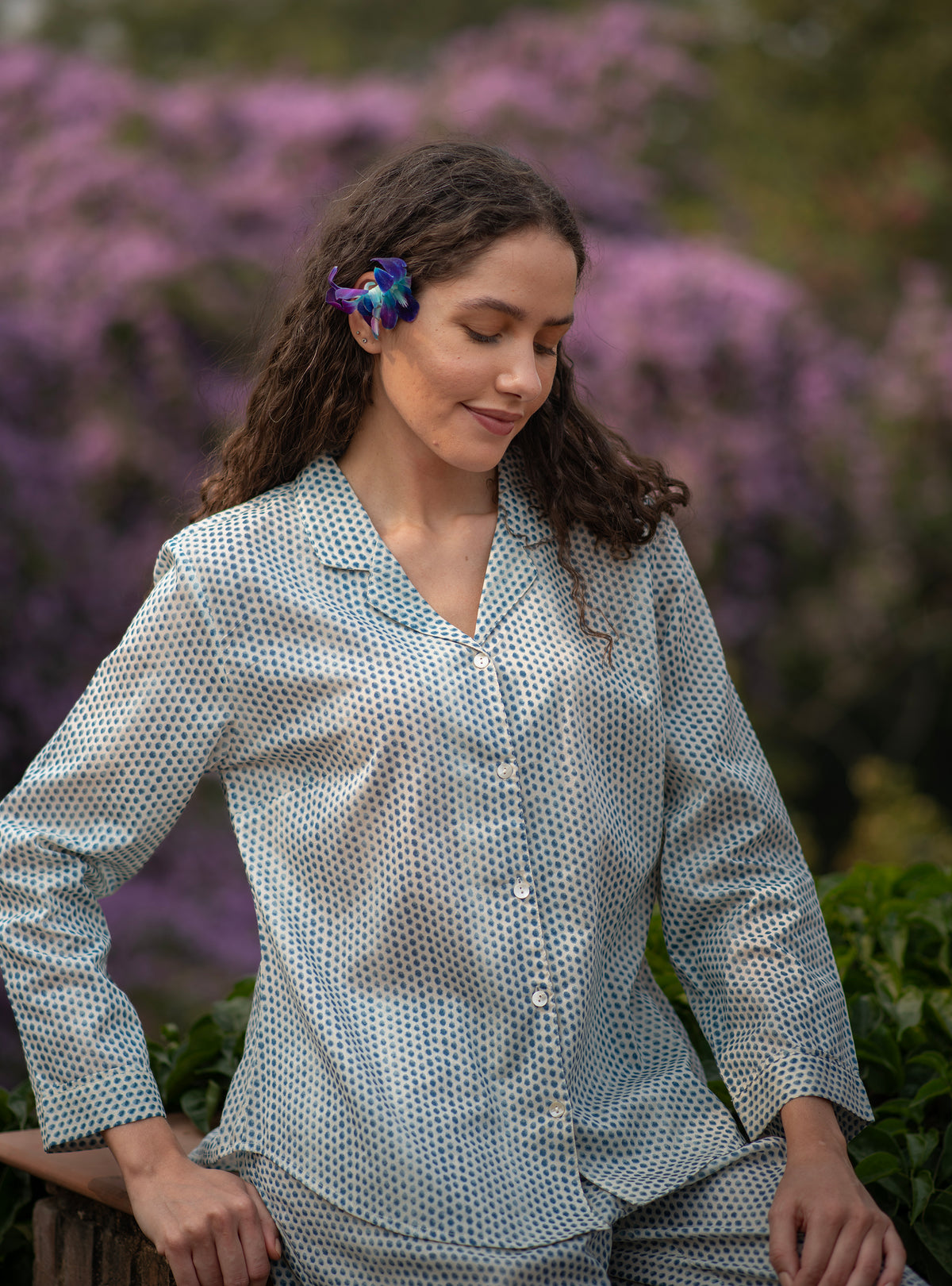 Vanessa PJ Set : Laurel Dotty Blue Voile