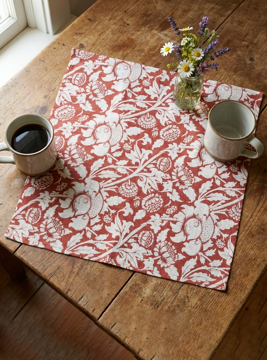 Block Printed Napkin Set of 2 : London Jaal Rust