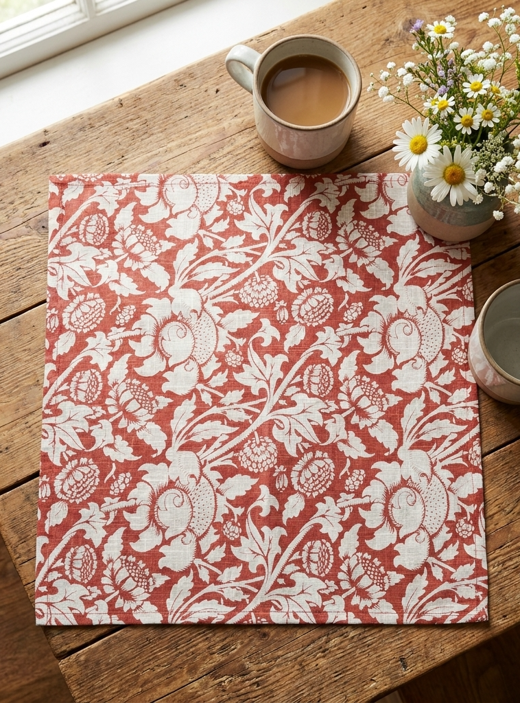Block Printed Napkin Set of 2 : London Jaal Rust