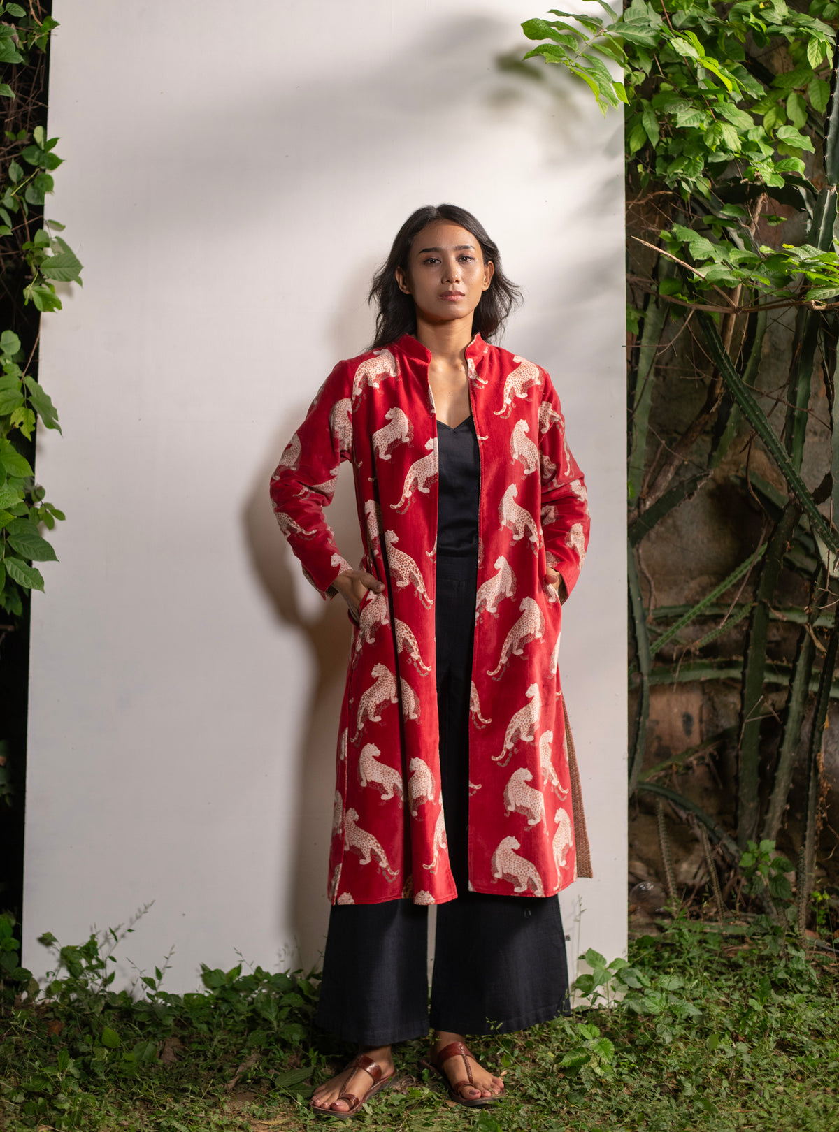 Long Jacket : Leopard Red Velvet