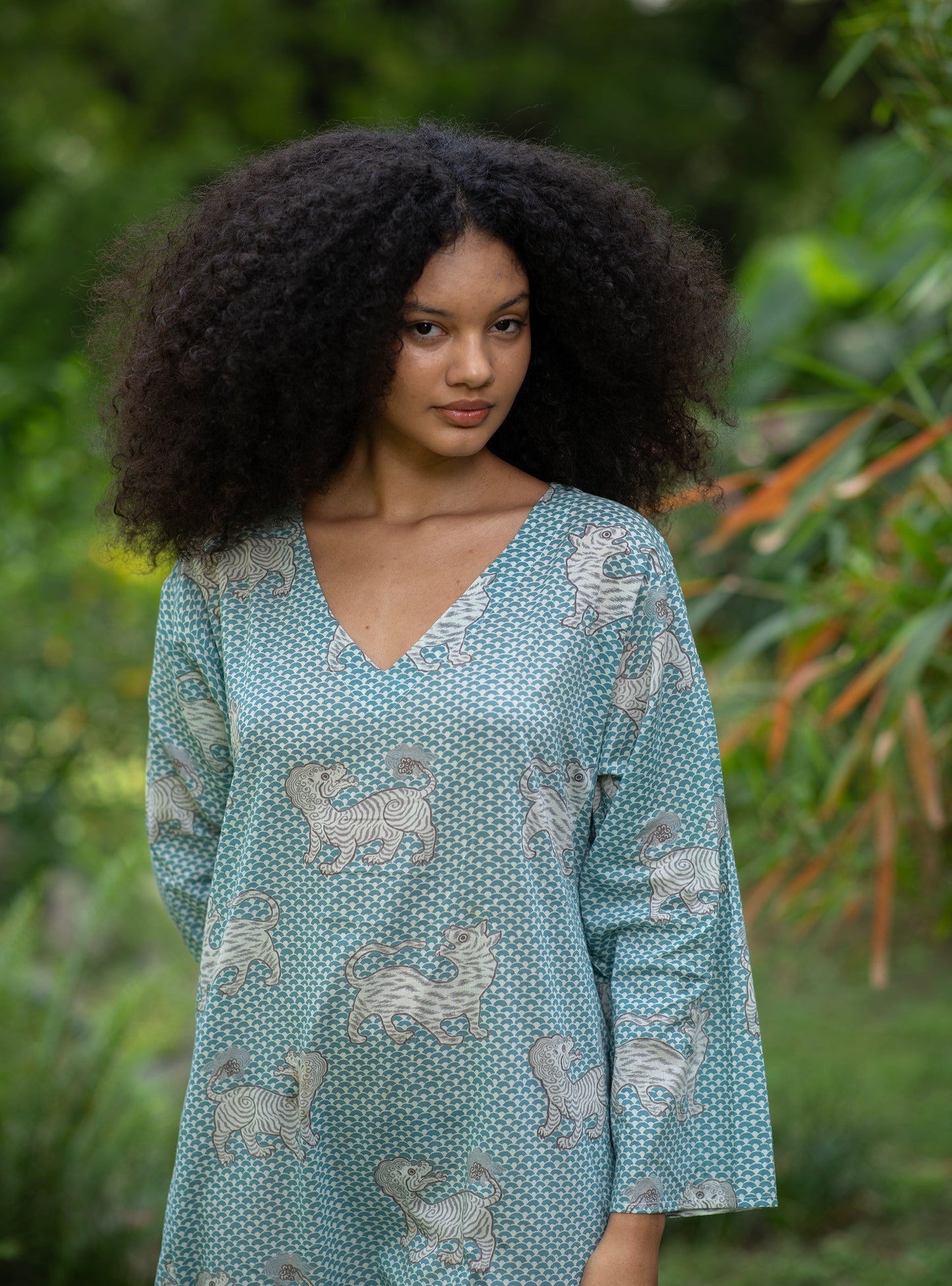 Mala Kaftan : Tiger Turquoise Voile