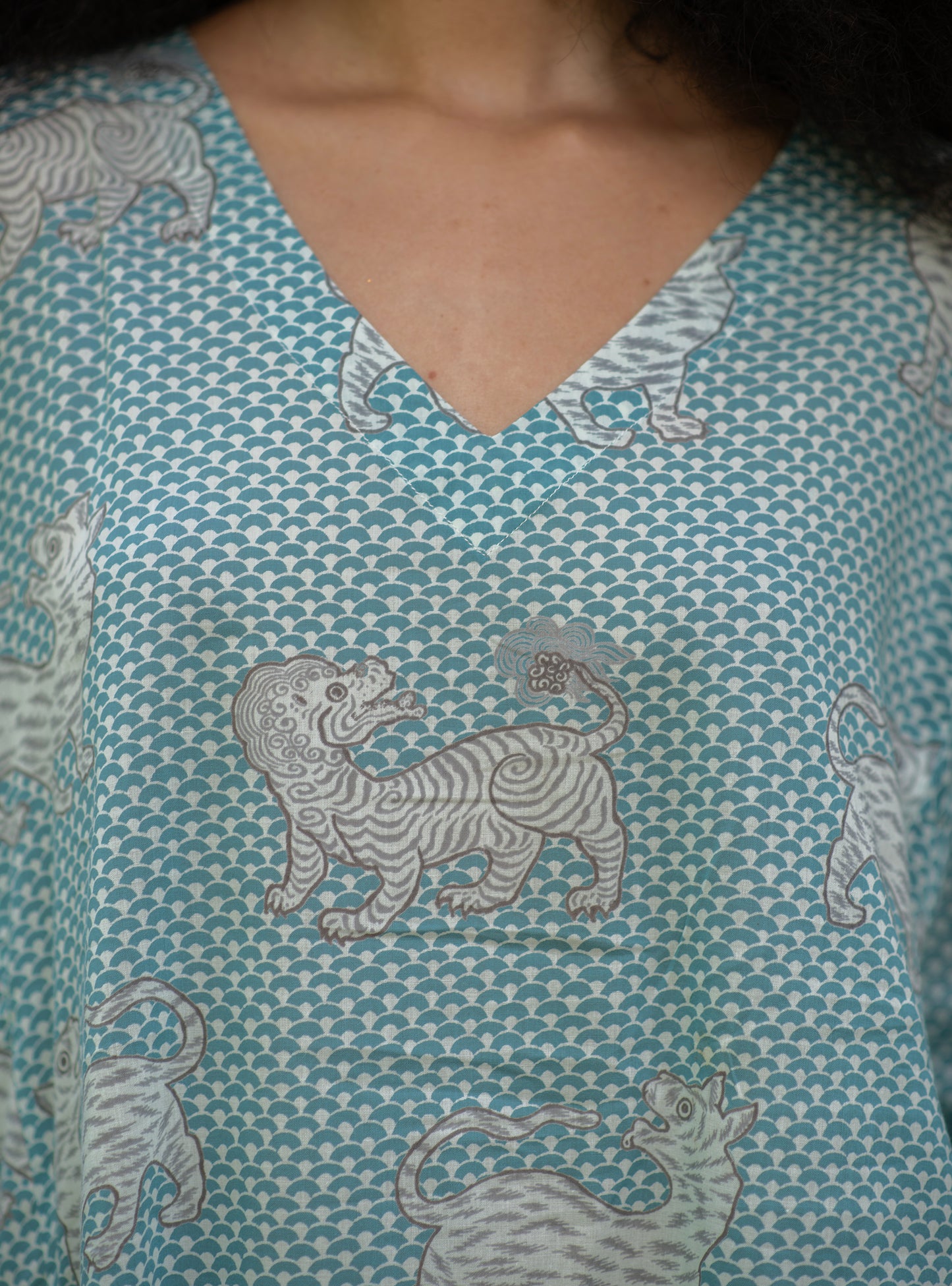 Mala Kaftan : Tiger Turquoise Voile