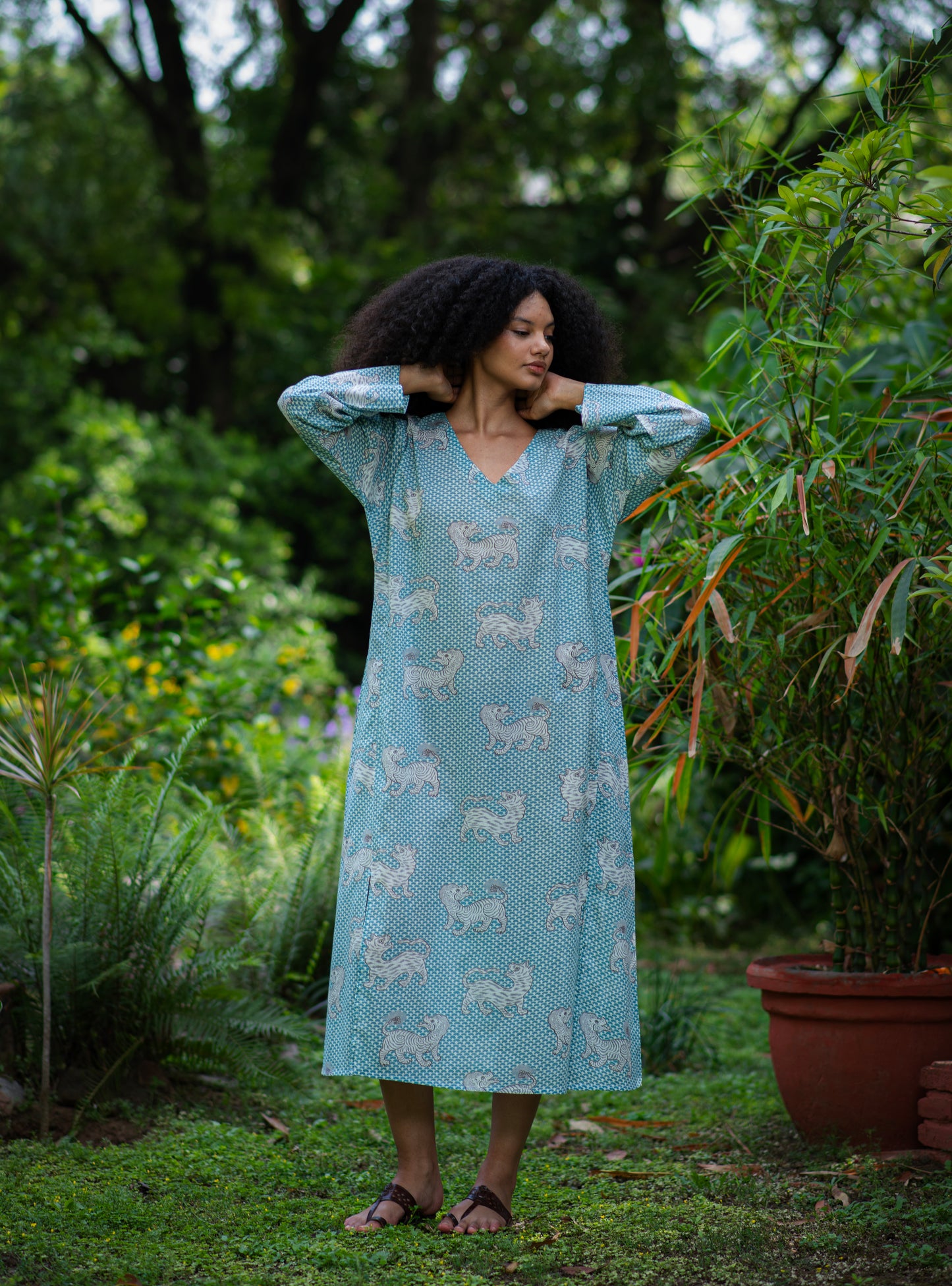 Mala Kaftan : Tiger Turquoise Voile