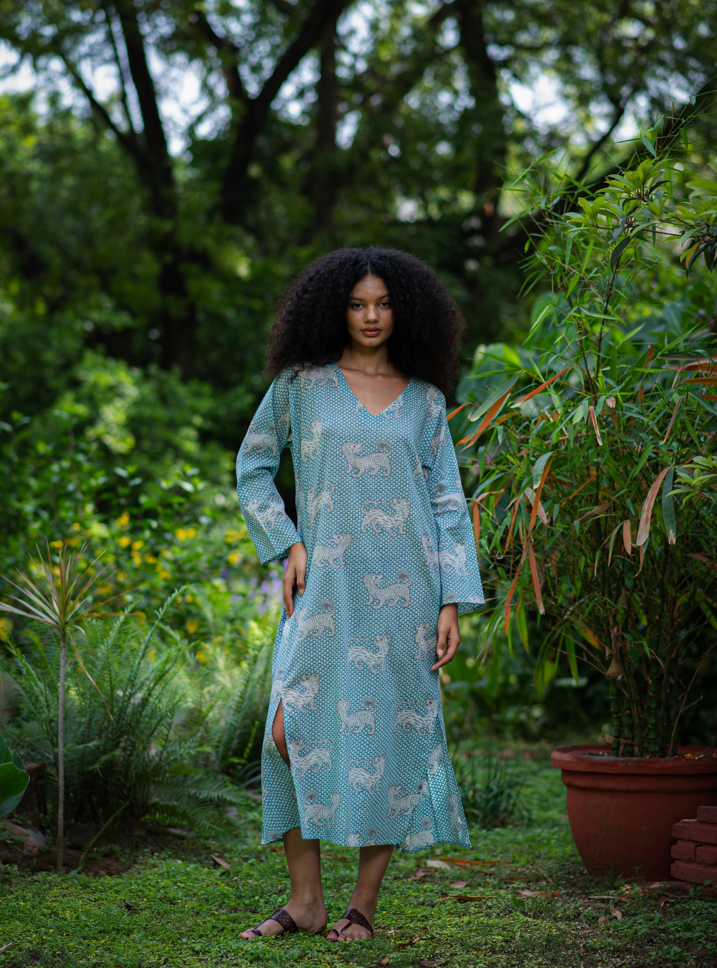Mala Kaftan : Tiger Turquoise Voile