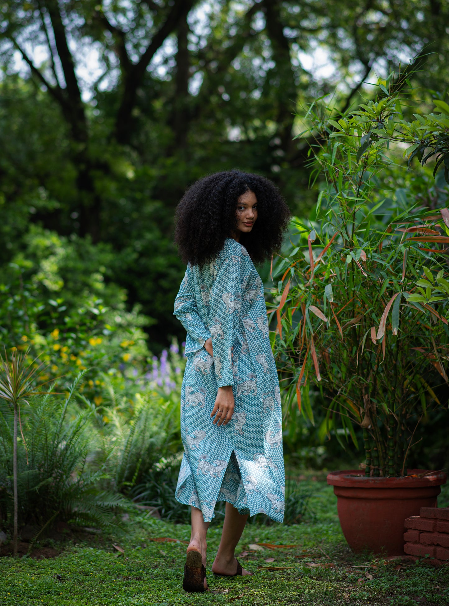 Mala Kaftan : Tiger Turquoise Voile