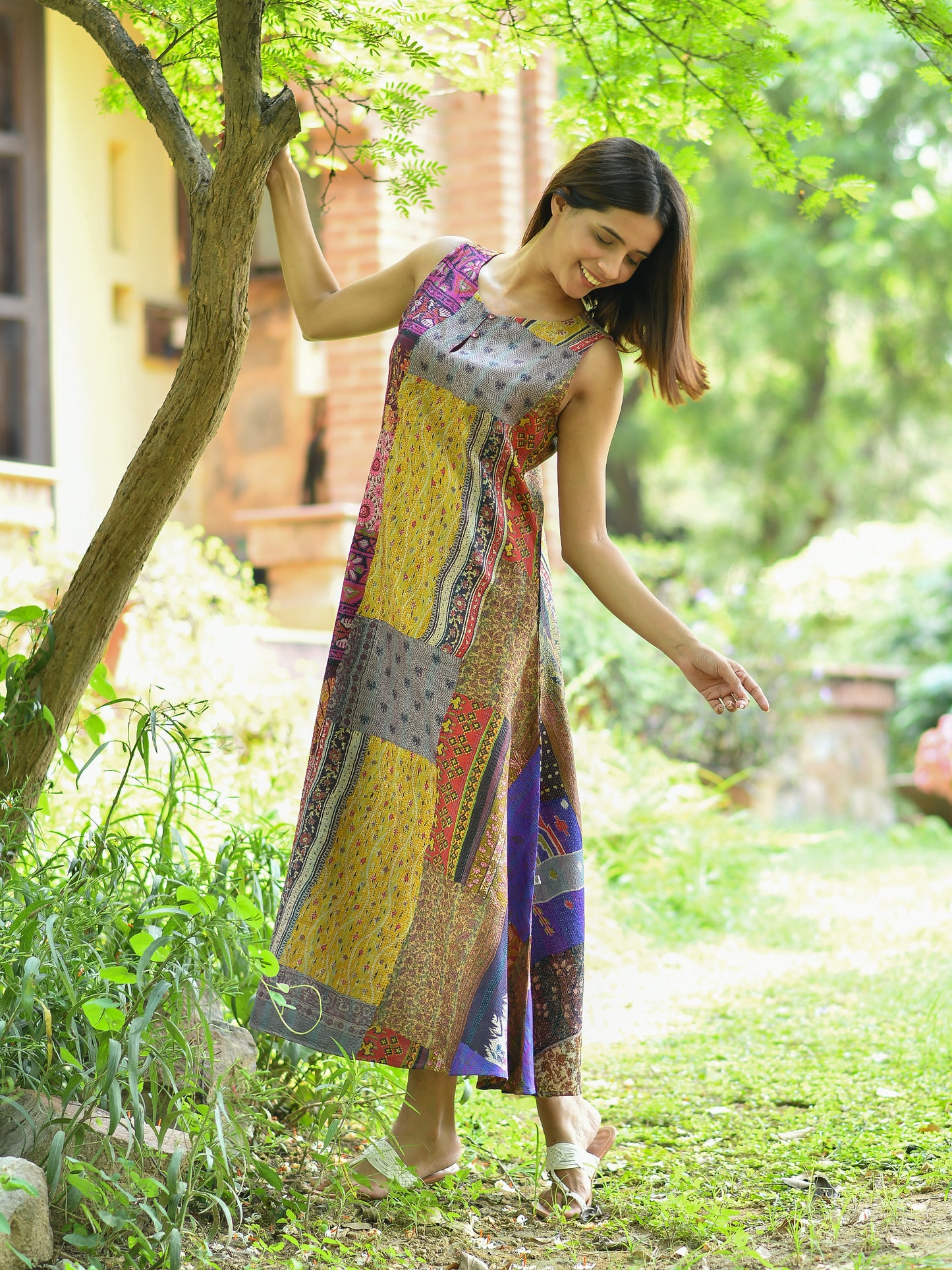 Vintage Handstitched Martina Dress :   Gudri Silk