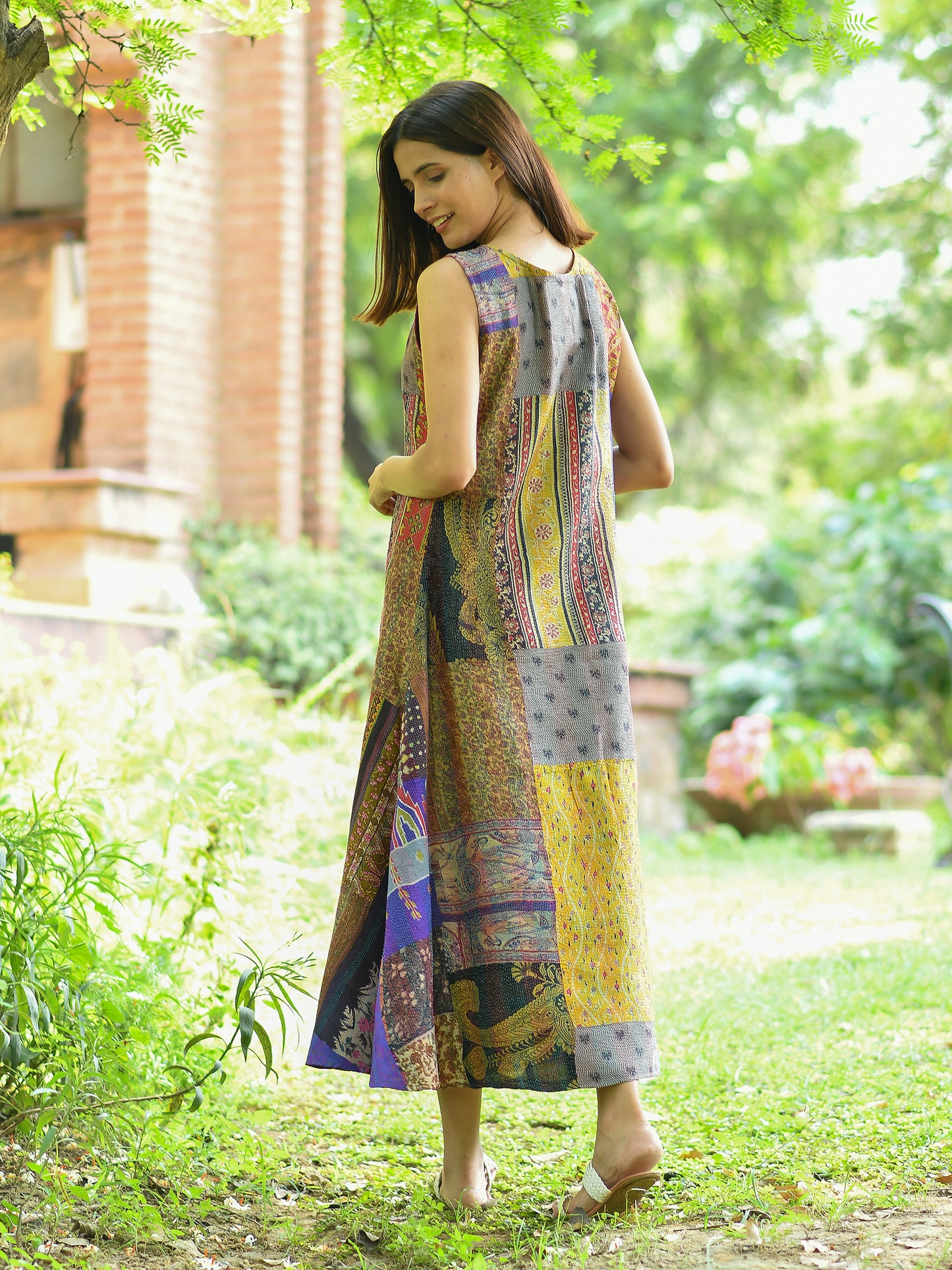 Vintage Handstitched Martina Dress :   Gudri Silk