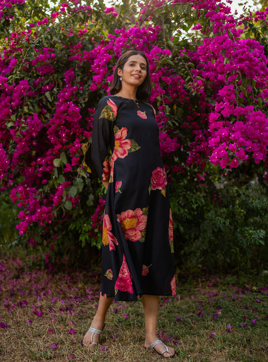 Martina Dress : Madrid Black Chanderi