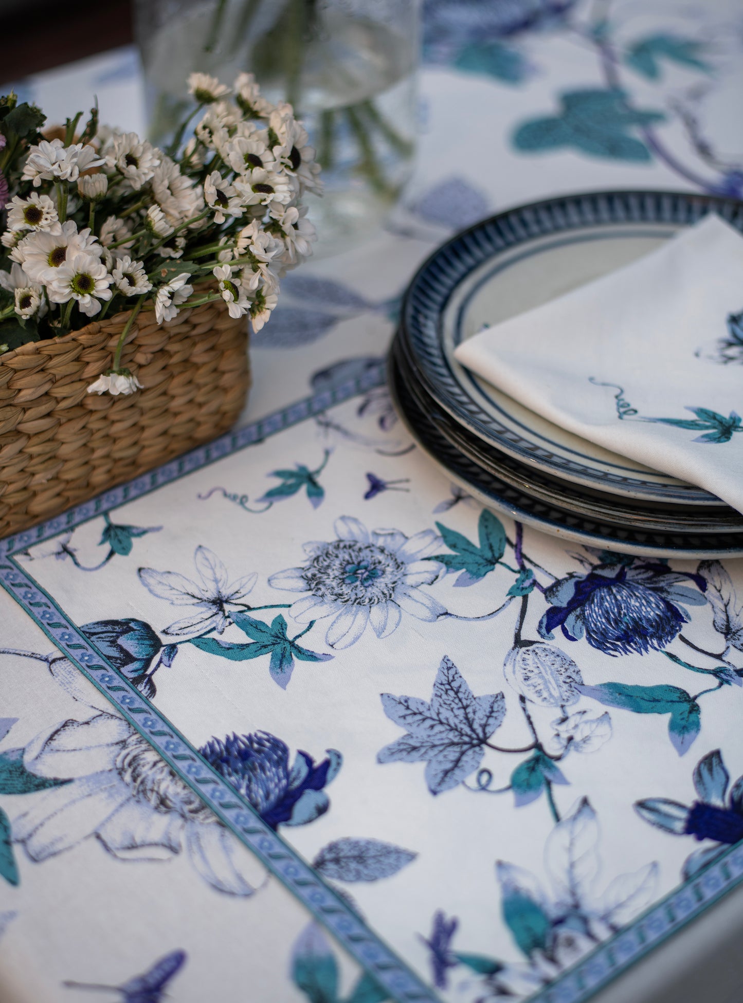 Printed Mat Set of 2 : Serafina Blue | Canvas