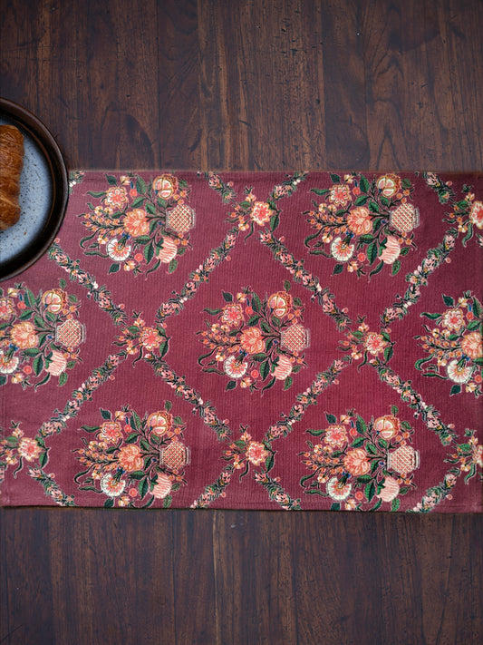 Printed Placemat Set of 2 : Gamla Dark Cherry