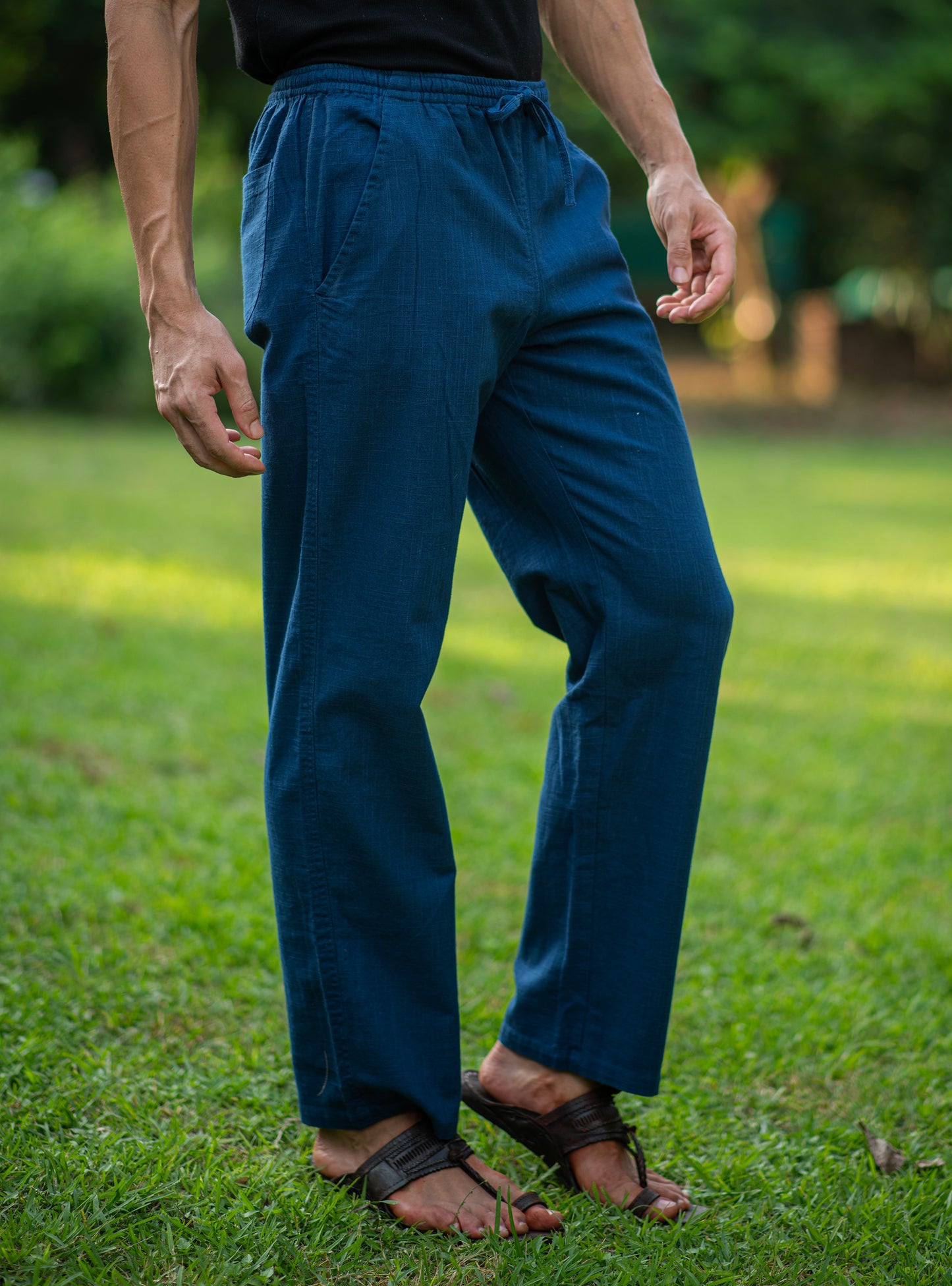 Mens House Pant : Solid Indigo Textured