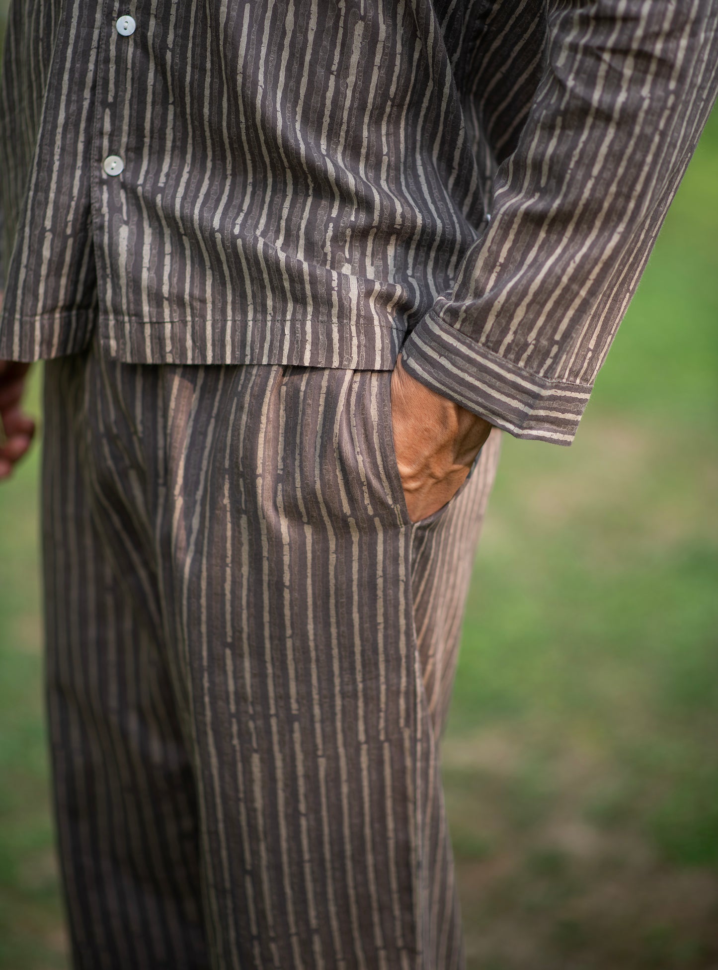 Mens Pj Set  : Stripes Brown