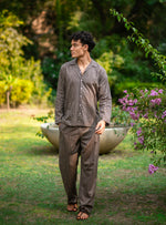 Mens Pj Set  : Stripes Brown