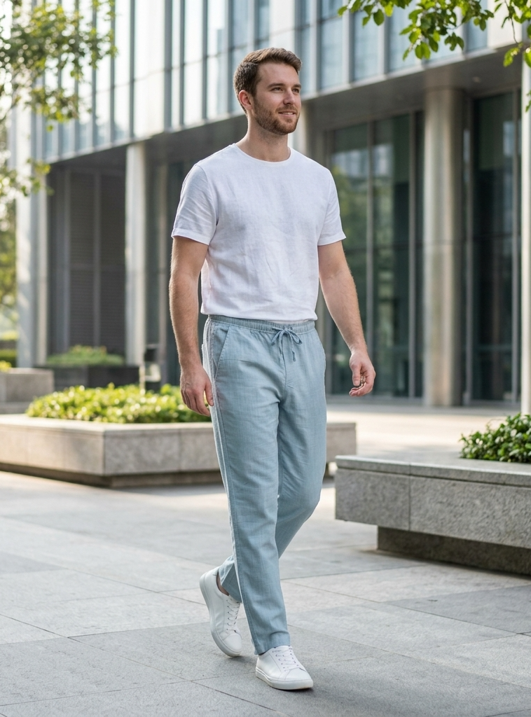 Mens House Pant :  Solid  Celeste Textured