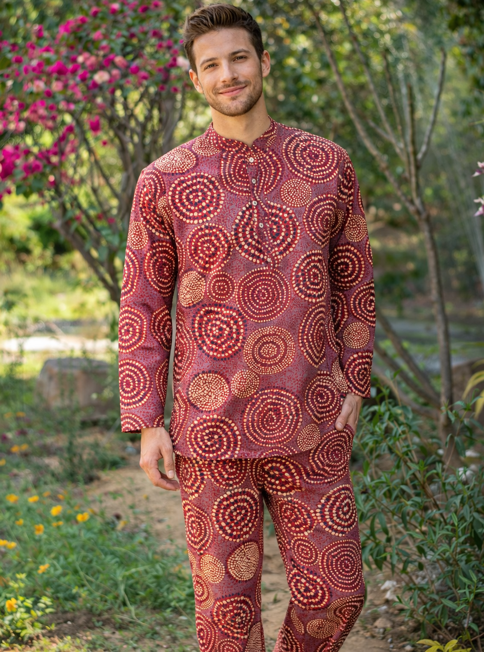 Unisex Kurti  : B Dots Red