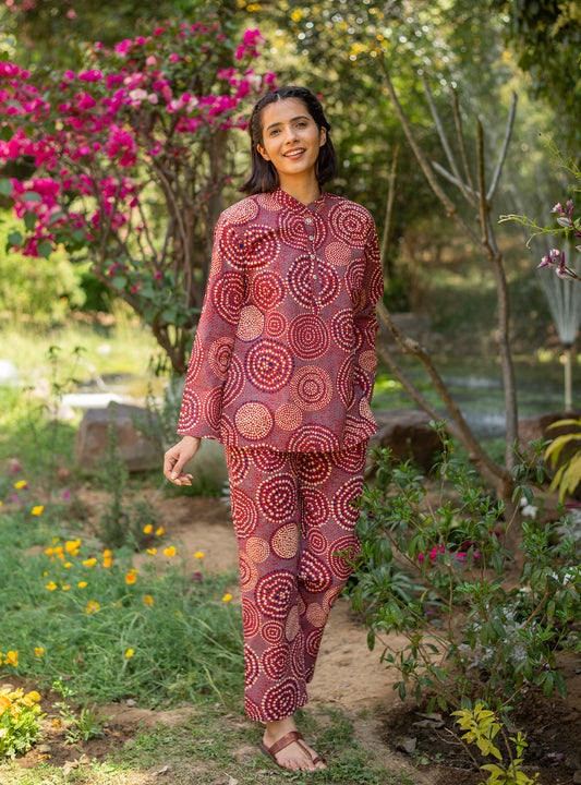 Unisex Kurti  : B Dots Red