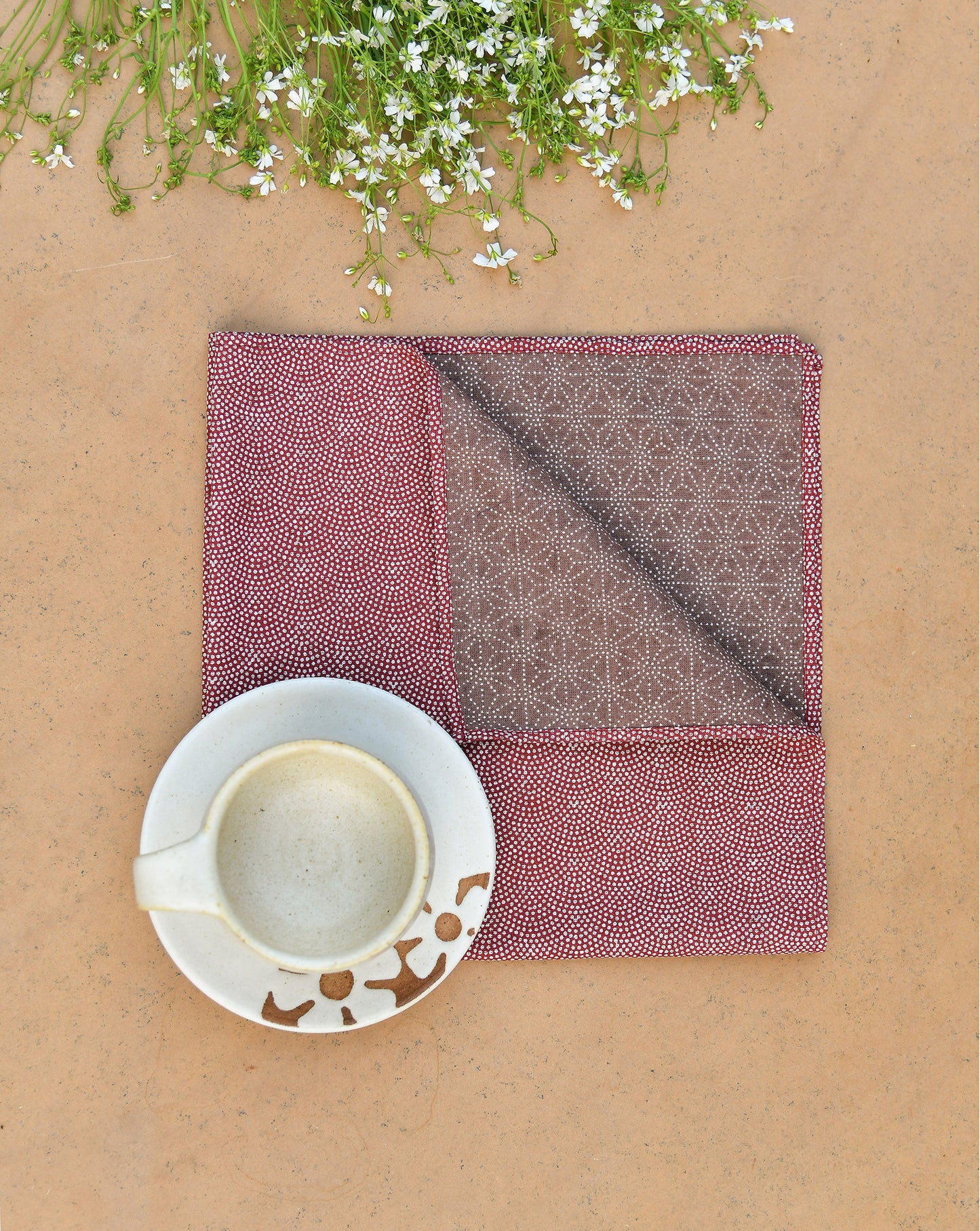 Napkin Reversible : Boro Red