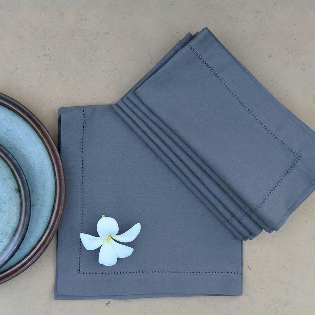 Solid Napkin Set of 2 Beading :  Blue Sheeting