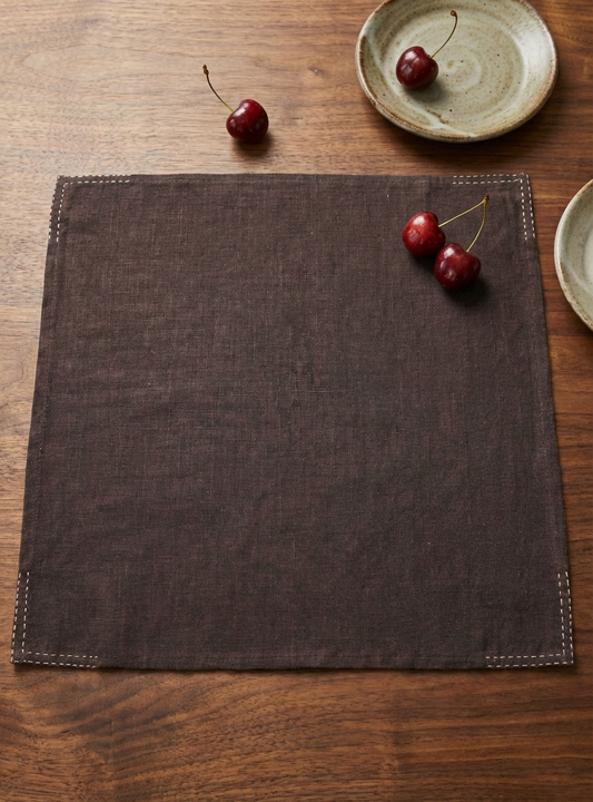 Solid Napkin Set of 2 :  Dark Brown Textured