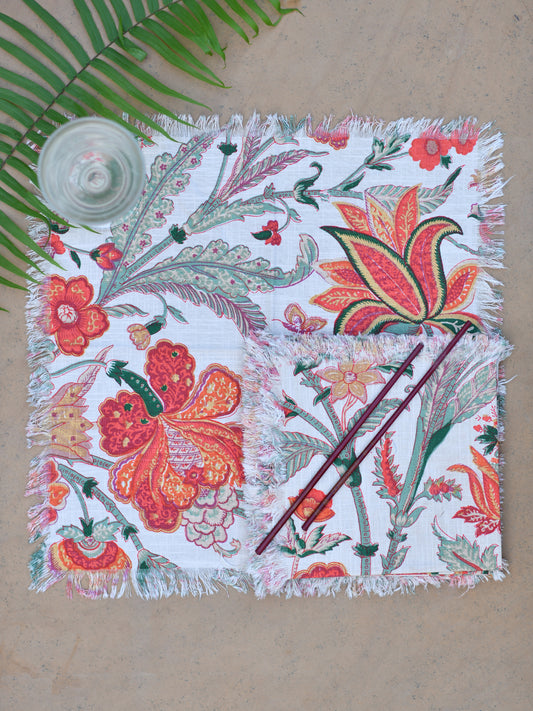Printed Napkin Set of 2 - Fringes: Hawaii Beige