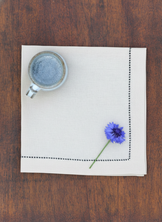 Napkin Set of 2 Beading : Solid Natural