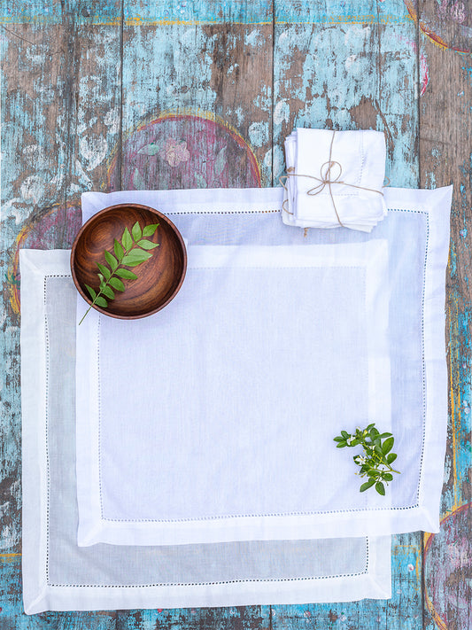 Solid Napkin Set of 2 - Beading :  White