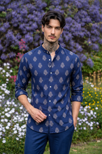Hanoi Shirt Full Sleeves:  Kasauli Buti Navy