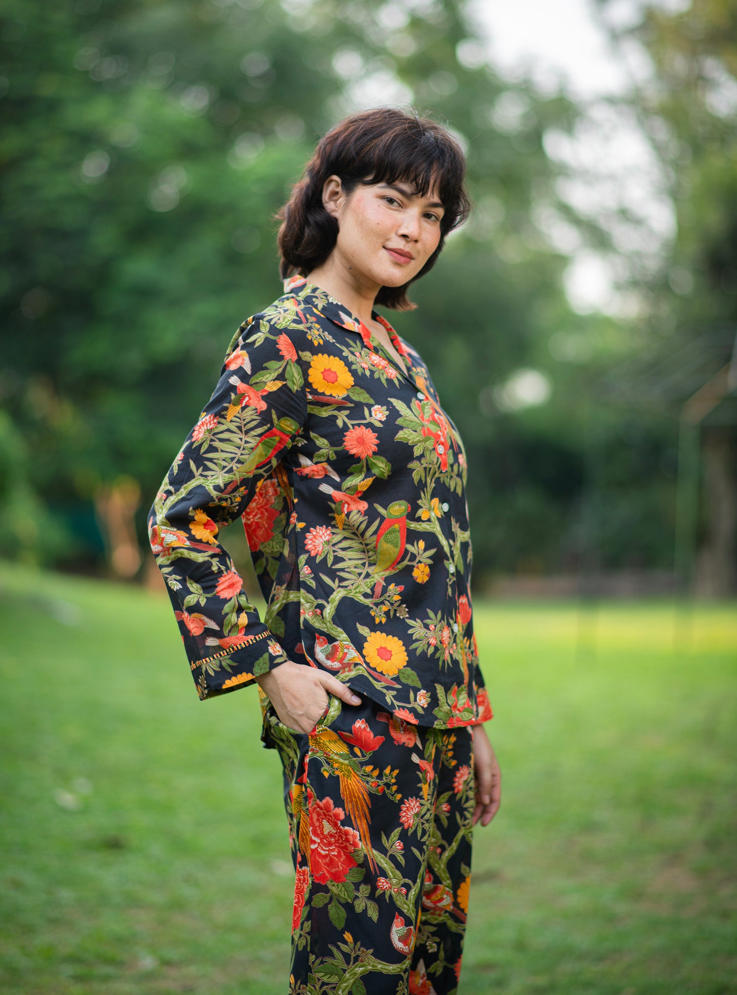 Vanessa PJ Set Bird : Black Voile