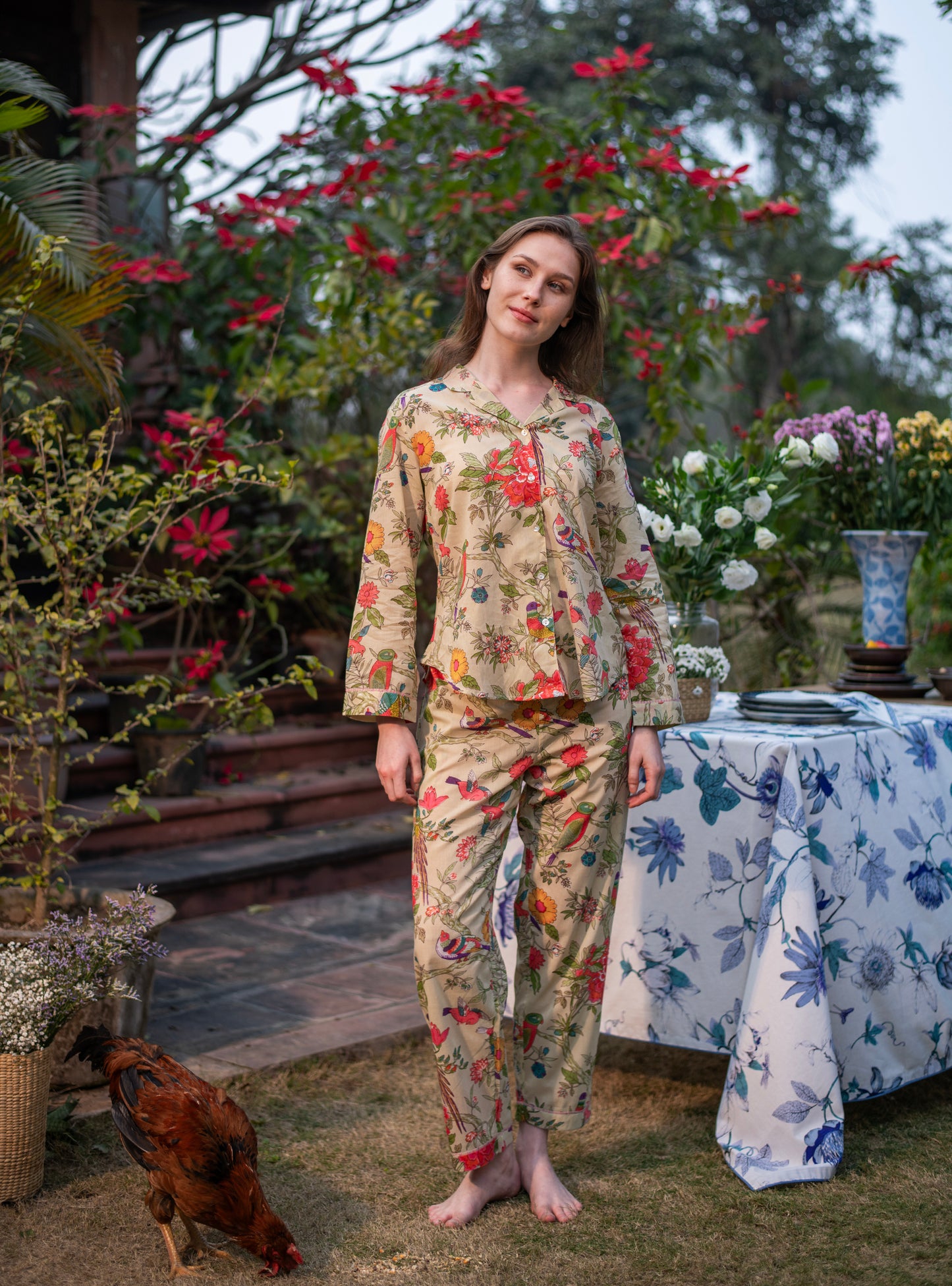 Vanessa PJ Set  : Bird Lime Voile