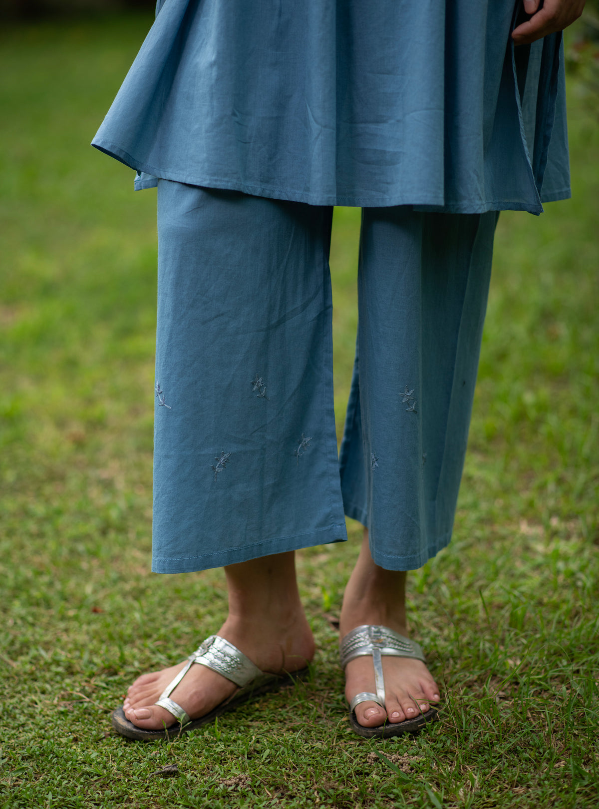 Palazzo Pant Embroidered  : Solid Mingei Voile