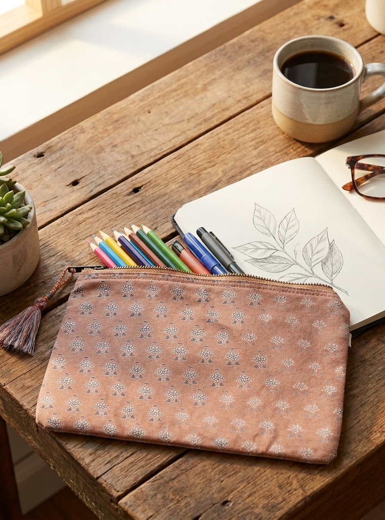 Pencil Bag : Panna Brick Canvas