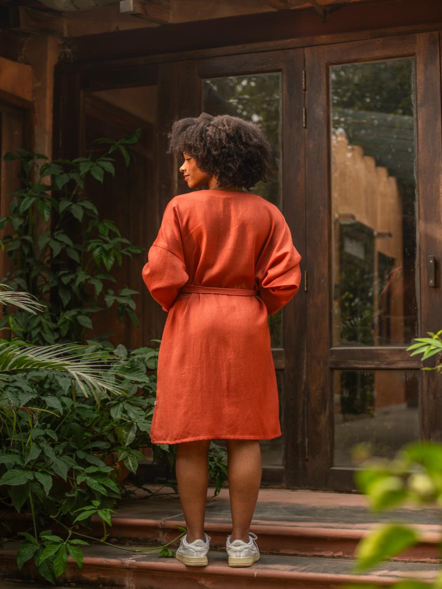 Phiren With Belt : Solid Paprika Twill Wool