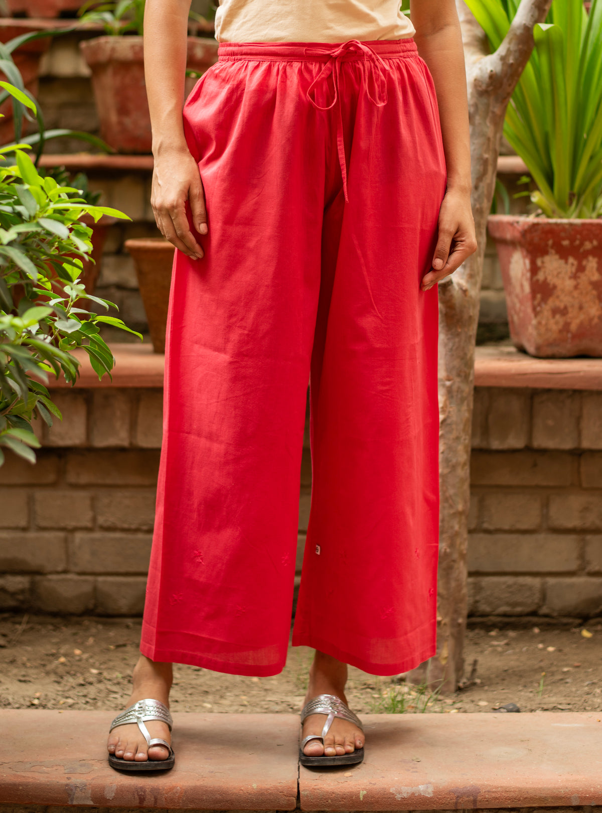 Palazzo Pant :  Red Slub