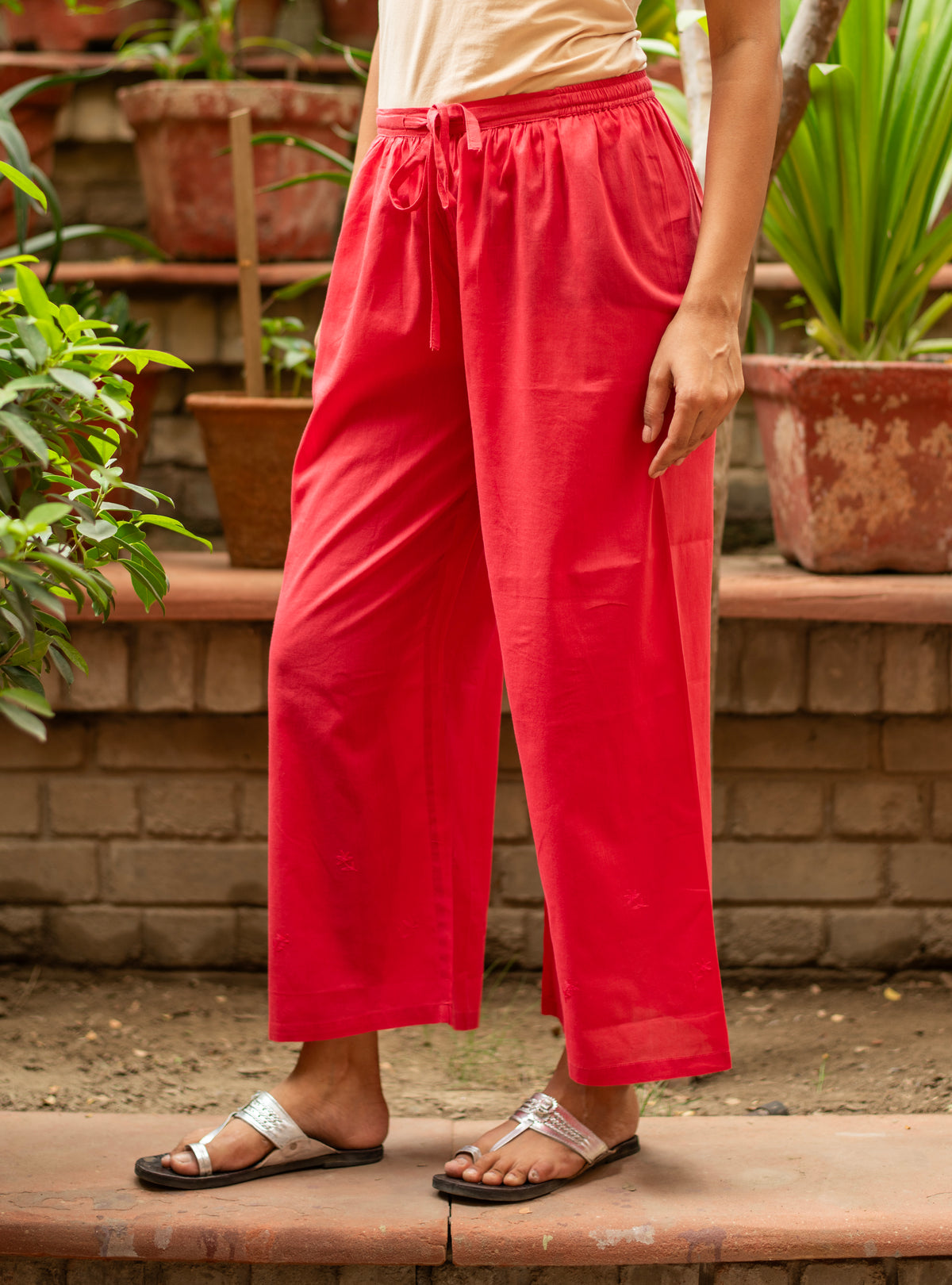 Palazzo Pant :  Red Slub
