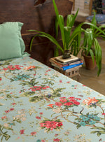 Printed Bed Sheet With Pillow : Corsica Sky Voile