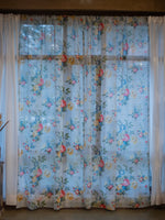 Printed Curtain : Potpourri Aqua Linen