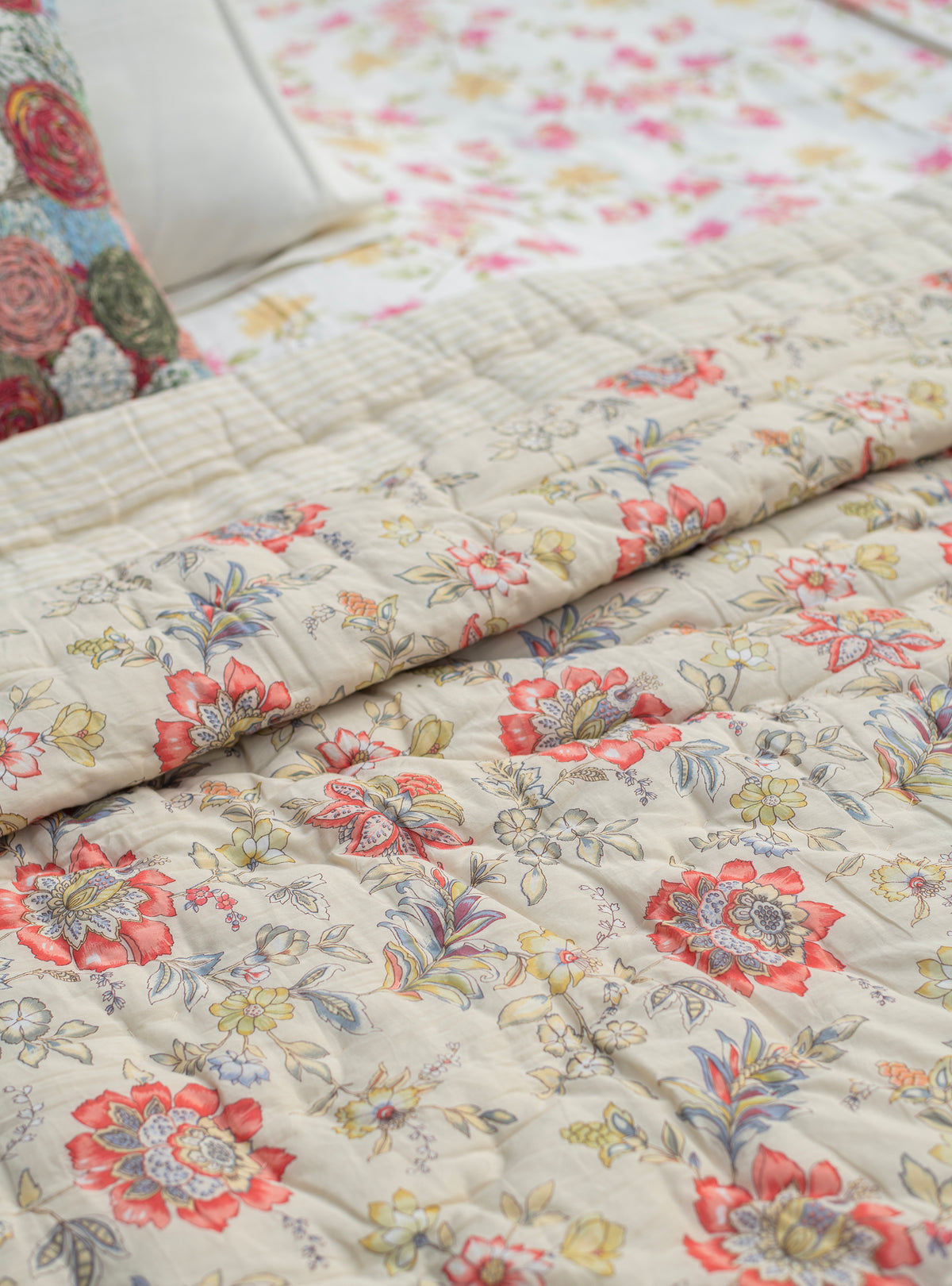 Printed Quilt Reversible : Rio Ivory Voile