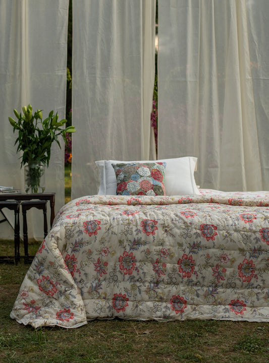 Printed Quilt Reversible : Rio Ivory Voile