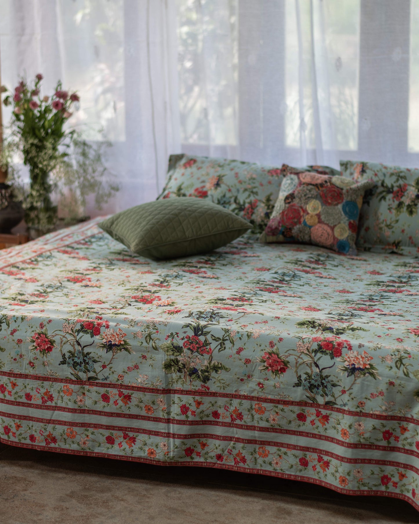 Printed Bed Cover  : Sardinia Sky
