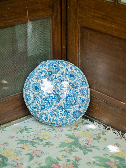 Printed Floor Cushion : Bellur Blue & White
