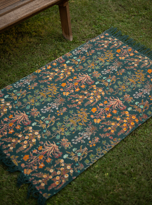 Printed Rug Reversible : Garden Emerald Handloom